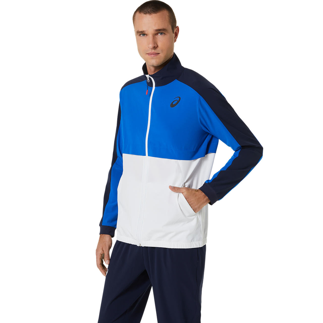 Asics Jacket Match Heren Blauw Wit