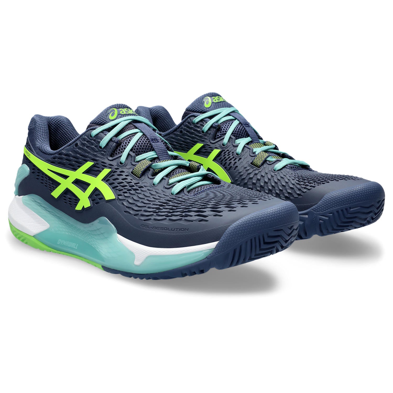 Asics Padelschoen Gel Resolution 9 Heren Blauw Groen