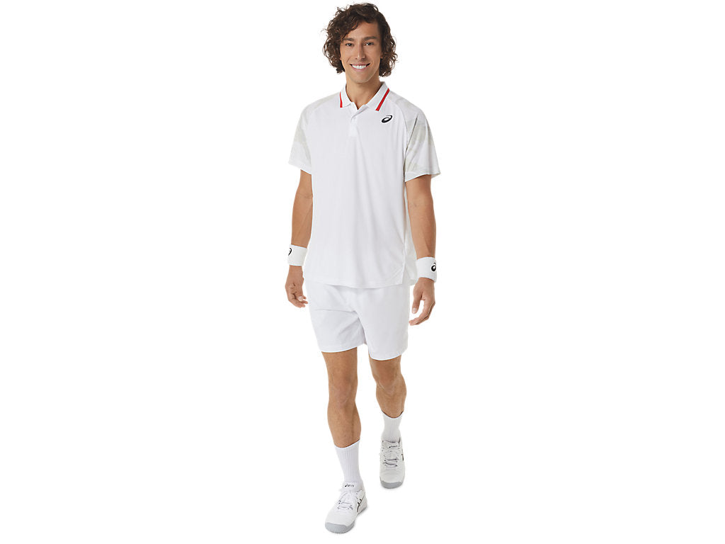 Asics Poloshirt Court Graphic Heren Wit