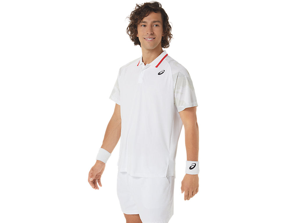 Asics Poloshirt Court Graphic Heren Wit