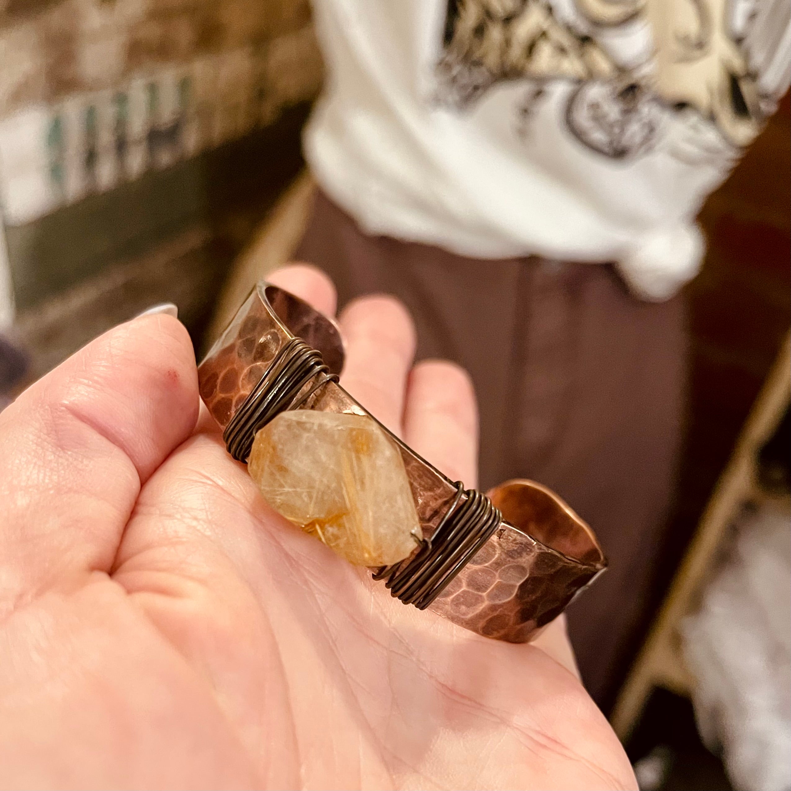 Banjara Hammered Cuff - Golden Rutile