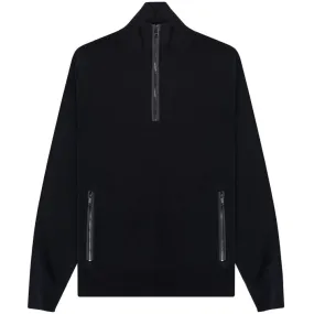 BOSS Padrone 1/4 Zip Merino Wool Knit Navy