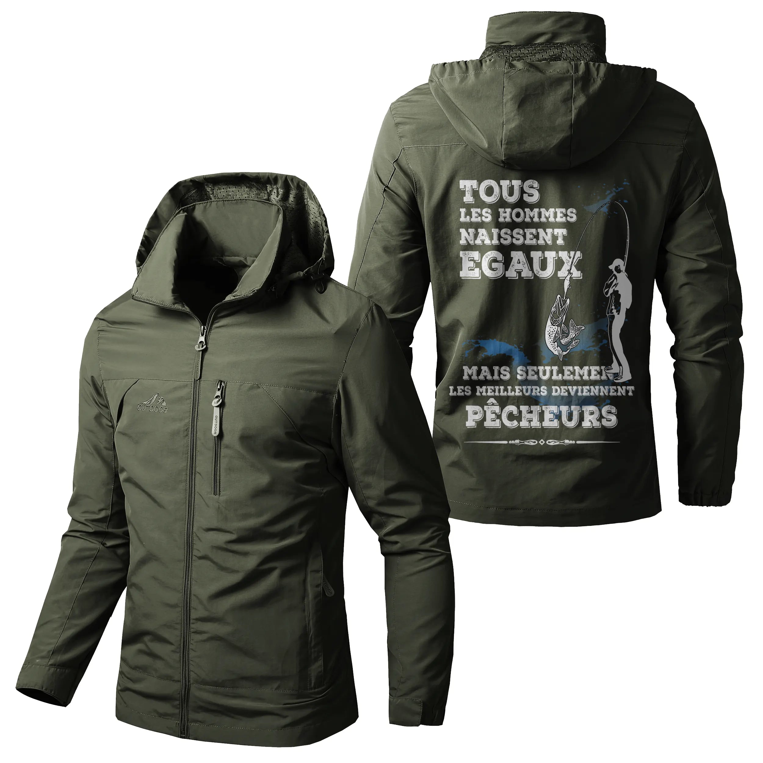 Chiptshirts Veste Imperméable et Coupe-Vent - Tous Les Hommes Naissent Egaux, Seulement Les Leilleurs Deviennet Pêcheurs - CT050