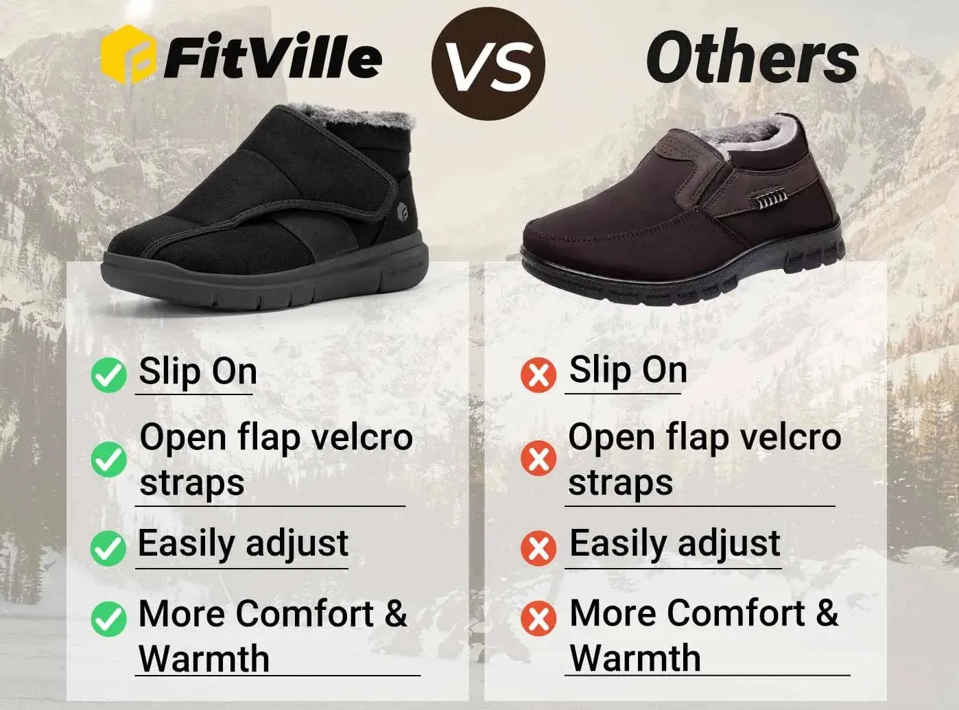 FitVille Men's EasyTop Diabetic Winter Boots V1