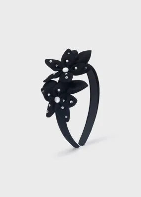 Flowers headband for girl - Black