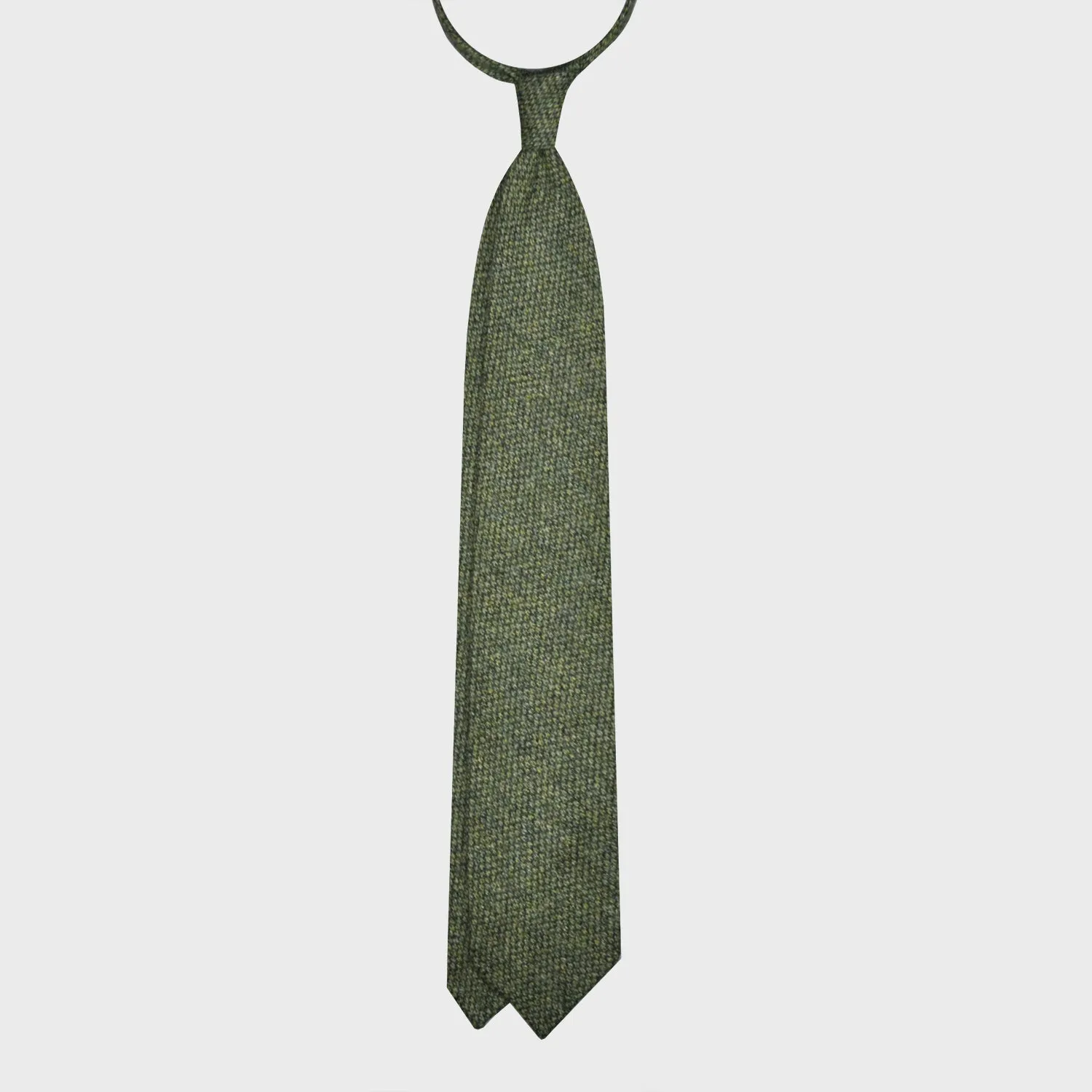 F.Marino Barleycorn Tweed Tie 3 Folds Apple Green