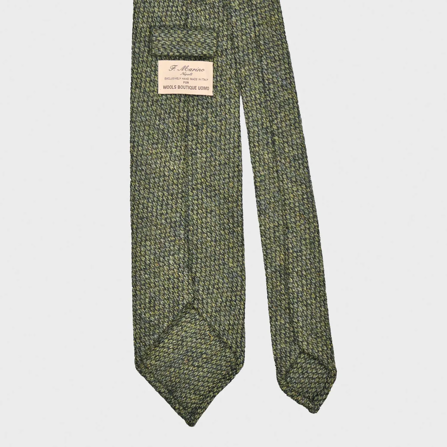 F.Marino Barleycorn Tweed Tie 3 Folds Apple Green