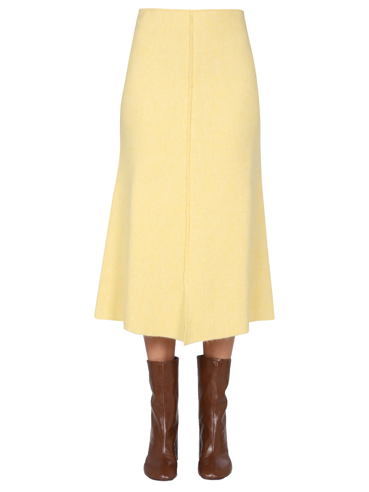 JIL SANDER    WOOL FELT MIDI SKIRT