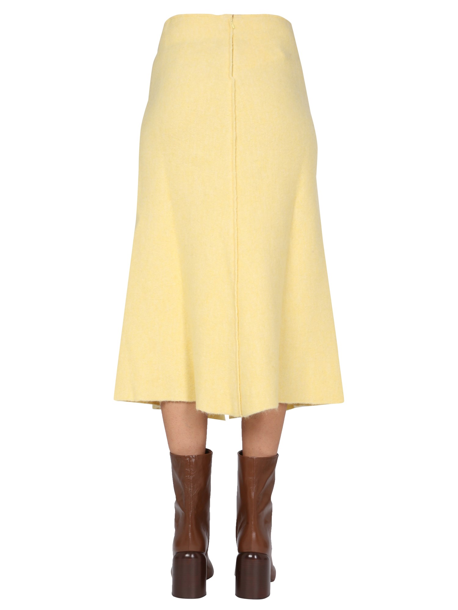 JIL SANDER    WOOL FELT MIDI SKIRT