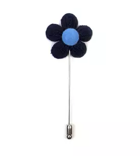 Knitted Daisy Navy Lapel Pin