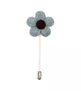 Knitted Daisy Teal Lapel Pin