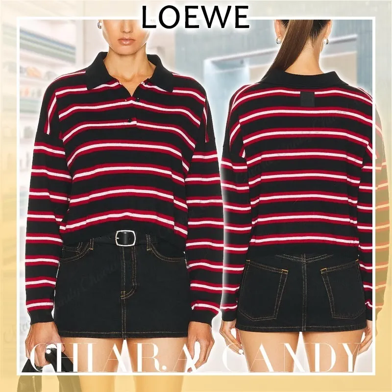 LOEWE  |Stripes Casual Style Wool Long Sleeves Elegant Style Logo