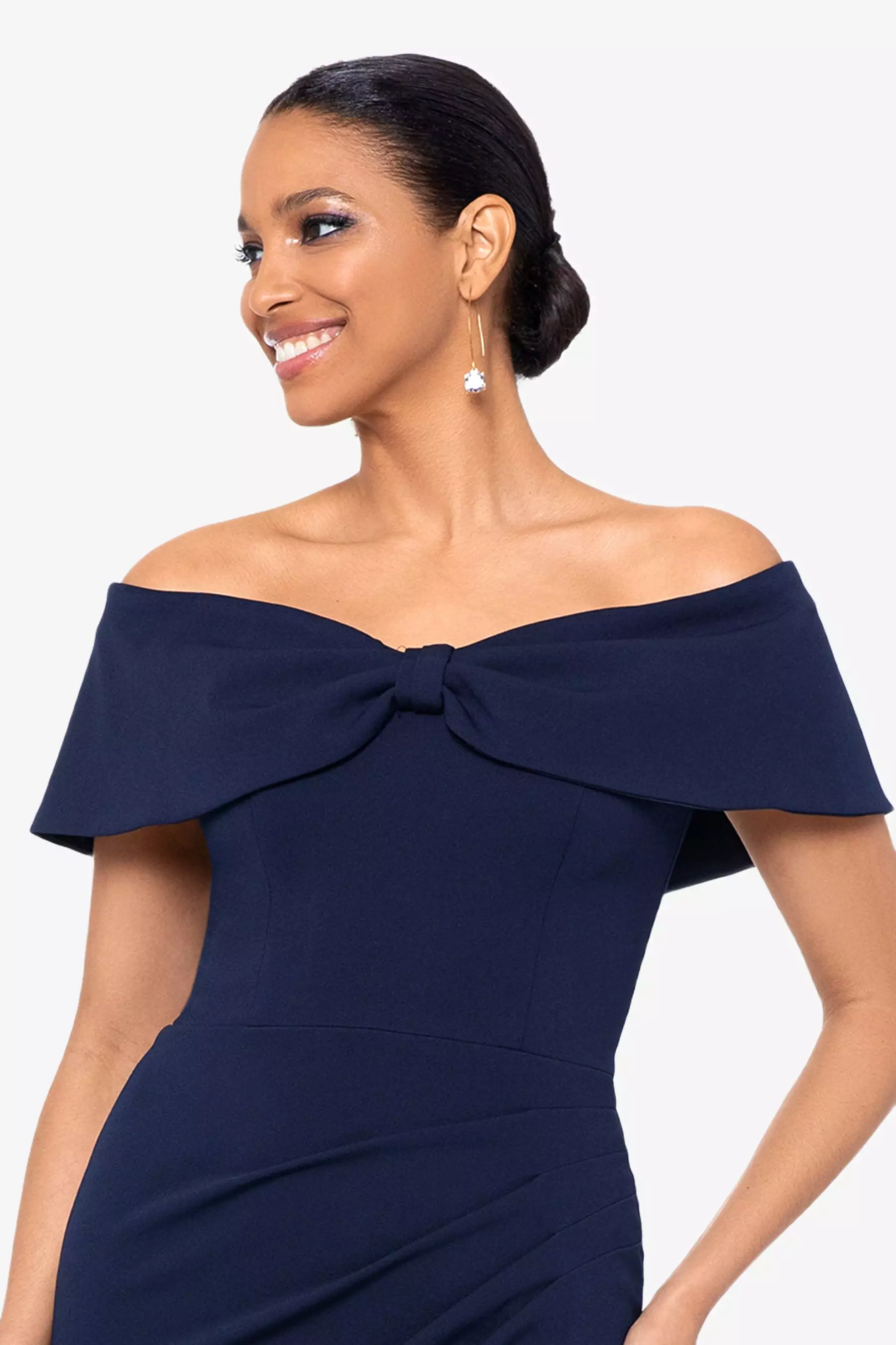 Long Scuba Off-shoulder Gown