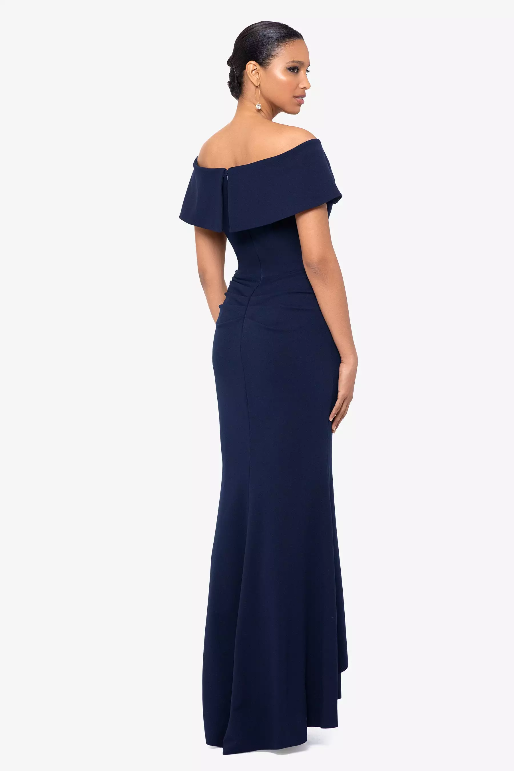 Long Scuba Off-shoulder Gown