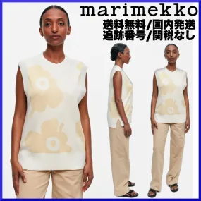 marimekko  |Crew Neck Flower Patterns Casual Style Wool Nylon Rib