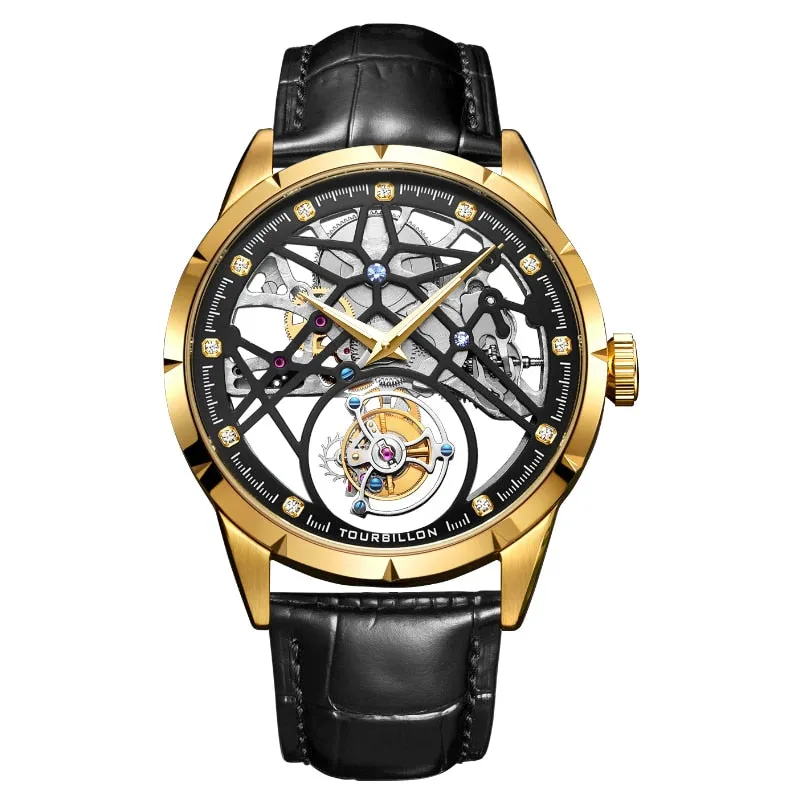 Men's Luxury Tourbillon Skeleton Sapphire Waterproof Mechanical Watch