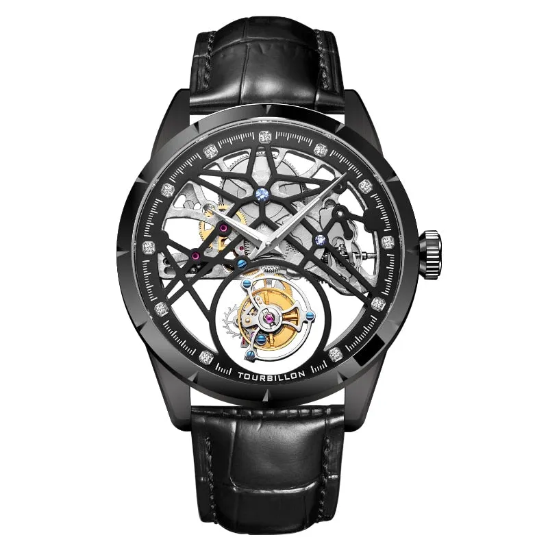 Men's Luxury Tourbillon Skeleton Sapphire Waterproof Mechanical Watch