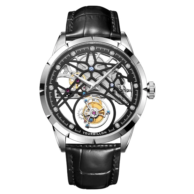 Men's Luxury Tourbillon Skeleton Sapphire Waterproof Mechanical Watch