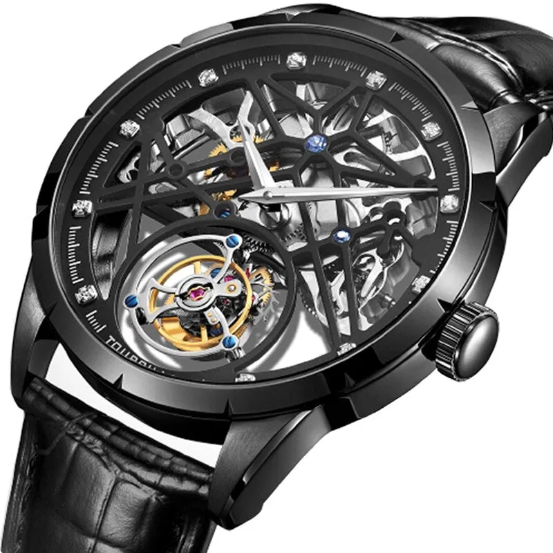 Men's Luxury Tourbillon Skeleton Sapphire Waterproof Mechanical Watch