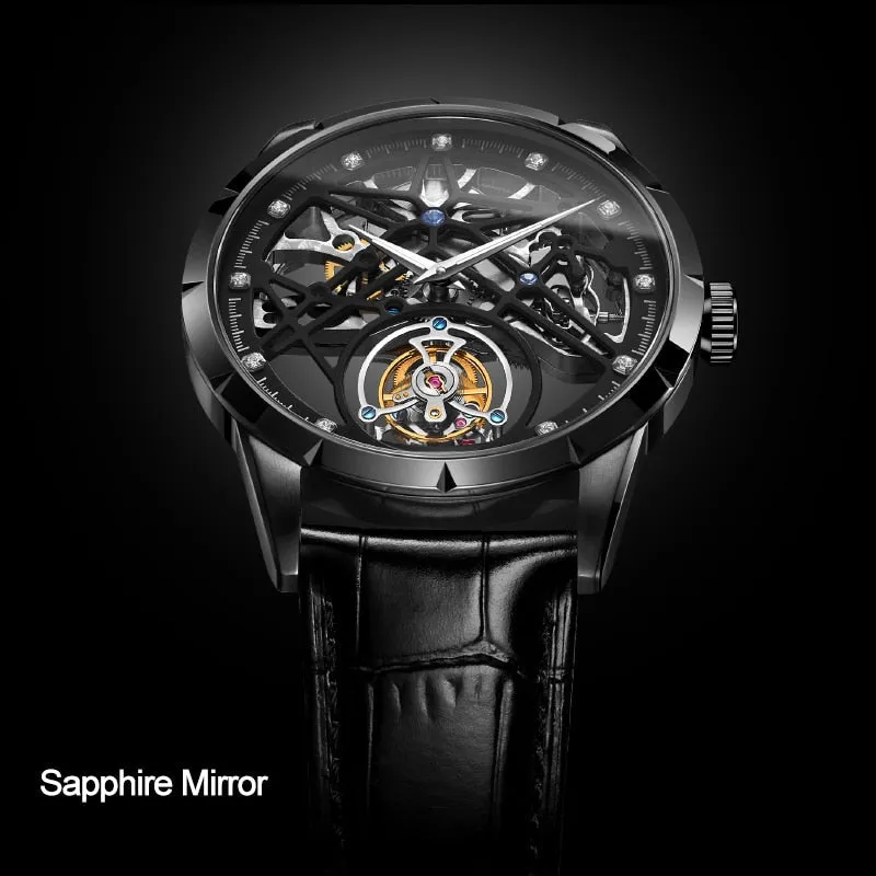 Men's Luxury Tourbillon Skeleton Sapphire Waterproof Mechanical Watch