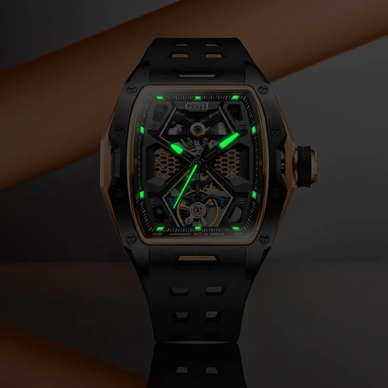 Men's Rubber Luxury Luminous Automatic Mechanical Waterproof Wristwatch