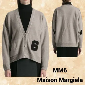 MM6 Maison Margiela  |Casual Style Wool Long Sleeves Plain Medium Logo Cardigans