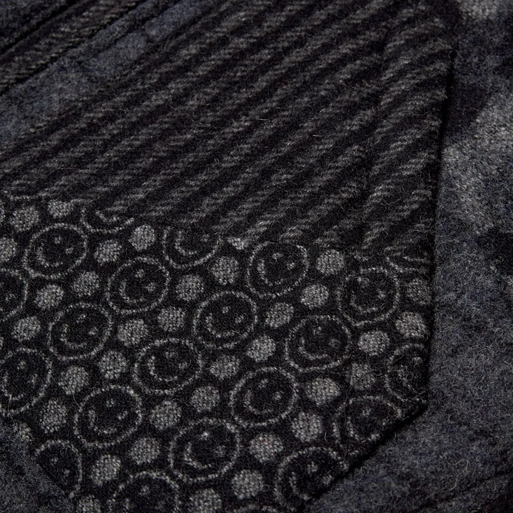 Monitaly Wool Quilt VestAngled Patchwork Black