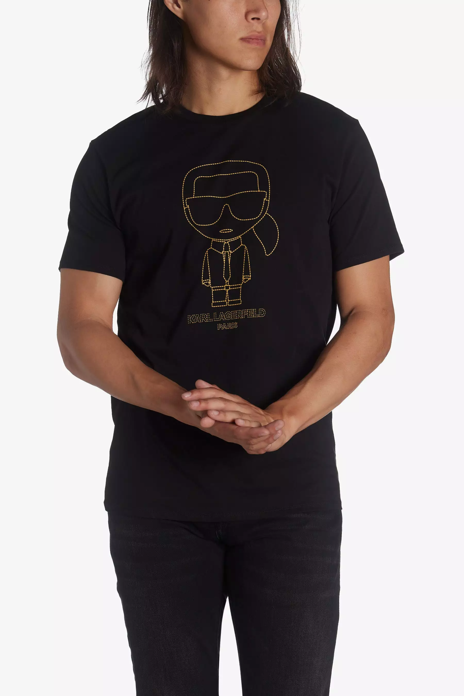 Outline Karl Character Short Sleeve Crew Neck T-Shirt