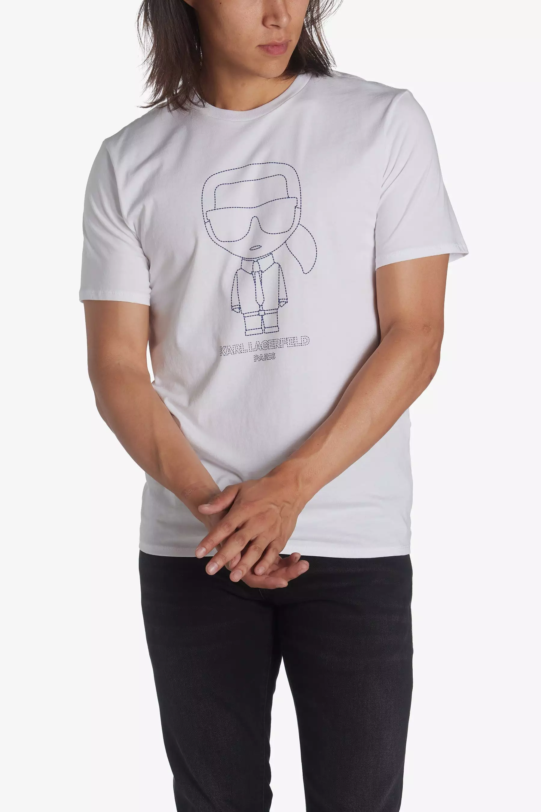 Outline Karl Character Short Sleeve Crew Neck T-Shirt