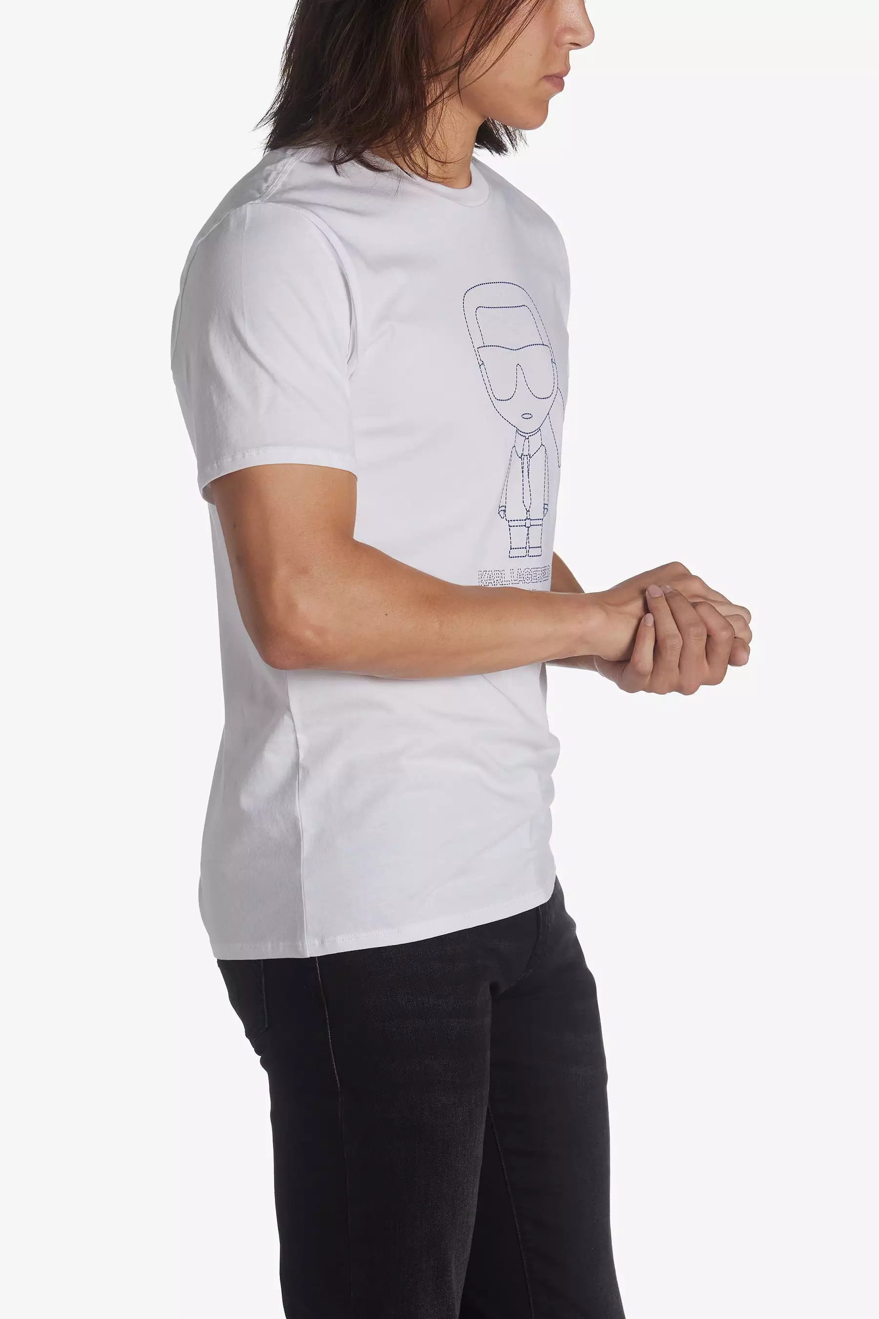 Outline Karl Character Short Sleeve Crew Neck T-Shirt