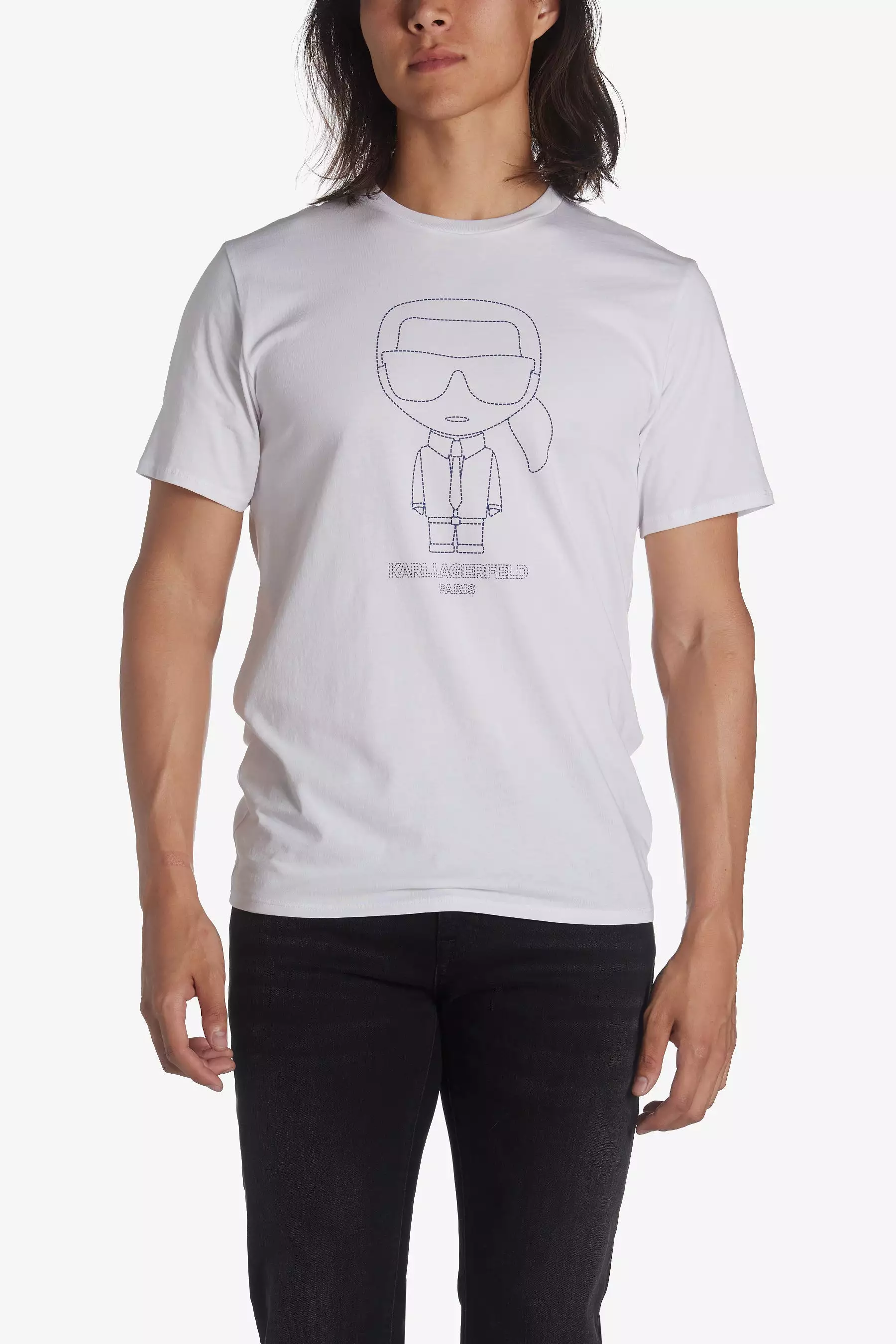 Outline Karl Character Short Sleeve Crew Neck T-Shirt