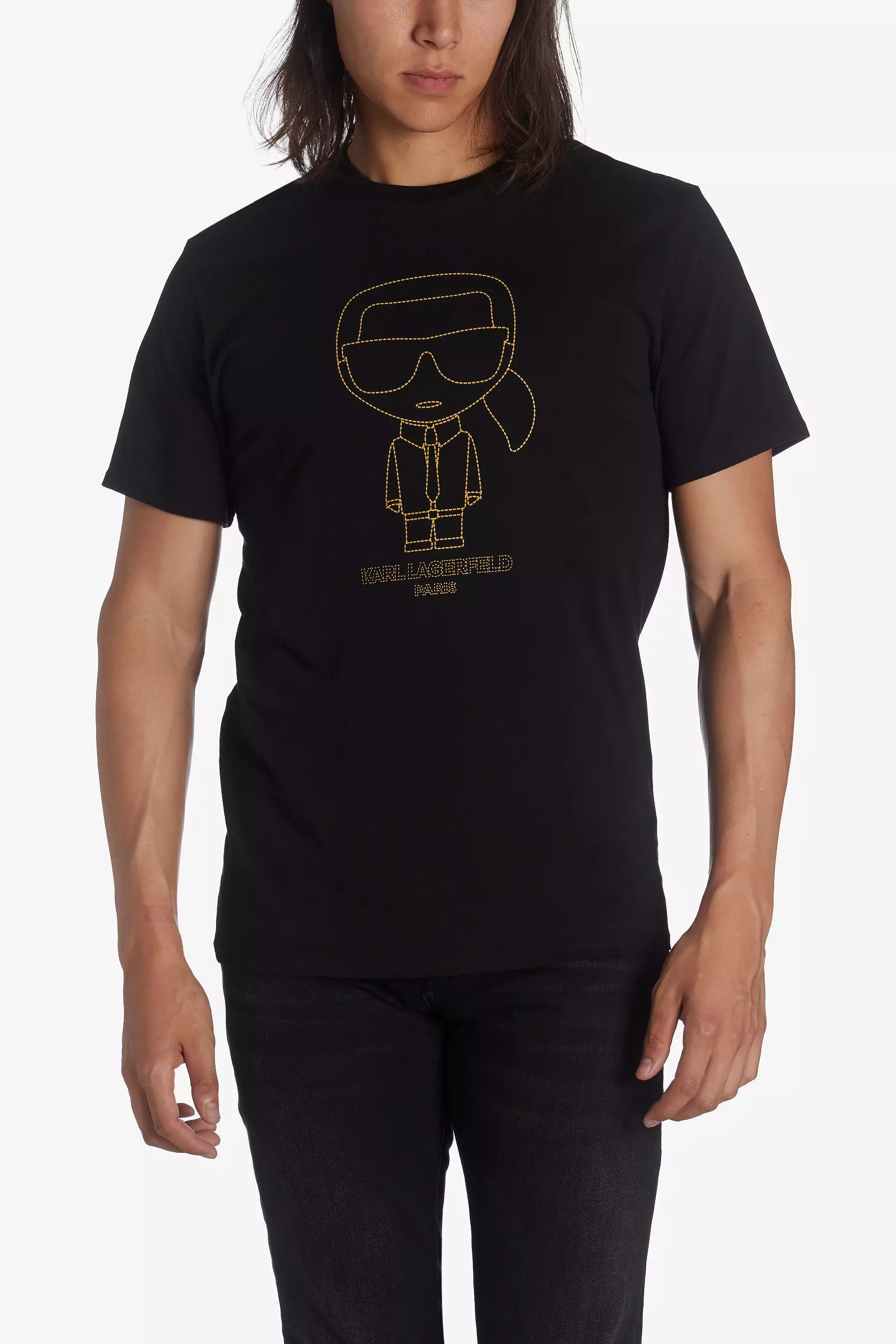 Outline Karl Character Short Sleeve Crew Neck T-Shirt