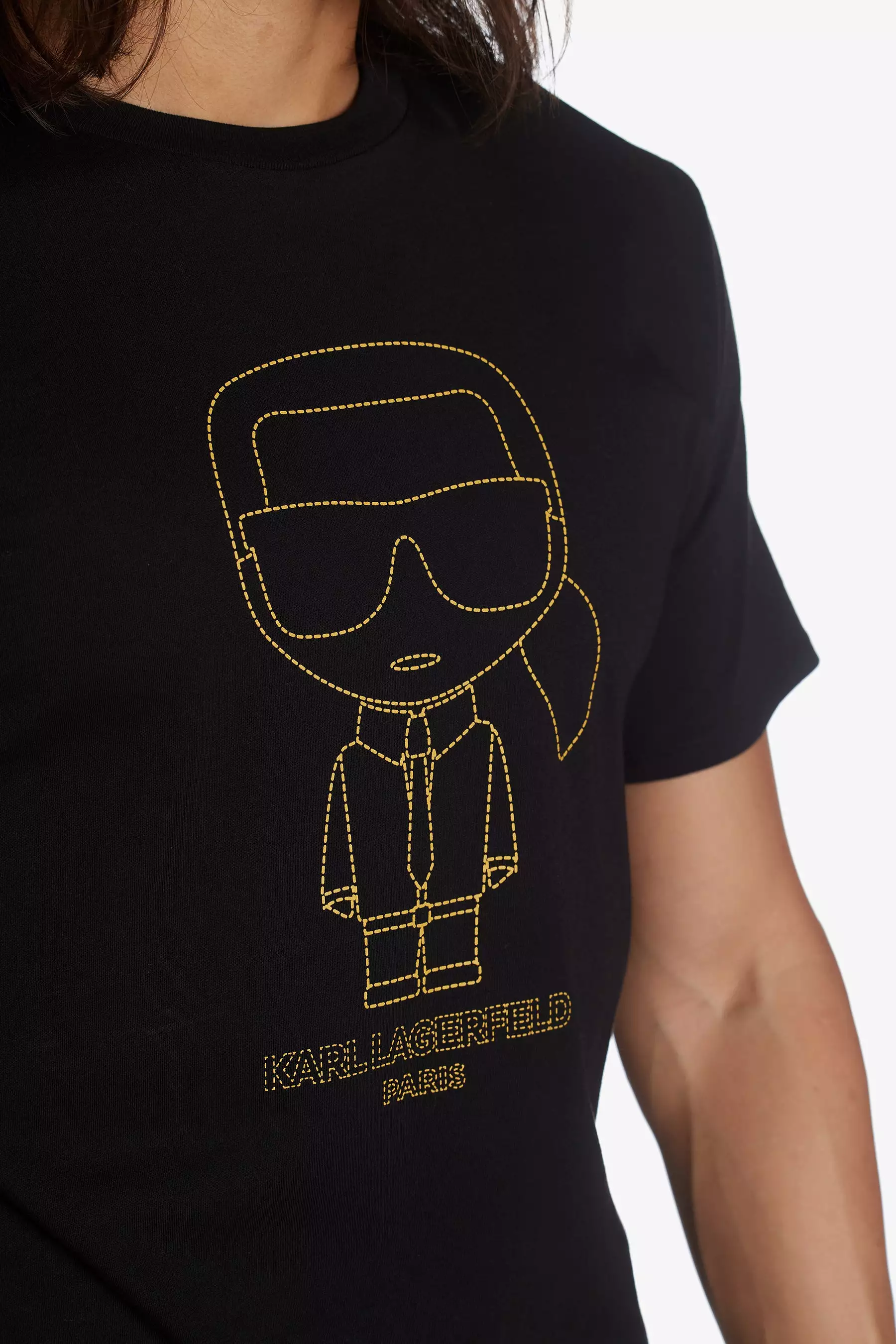 Outline Karl Character Short Sleeve Crew Neck T-Shirt