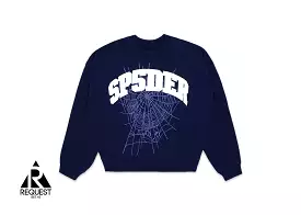 Sp5der Varsity Web Crewneck Navy