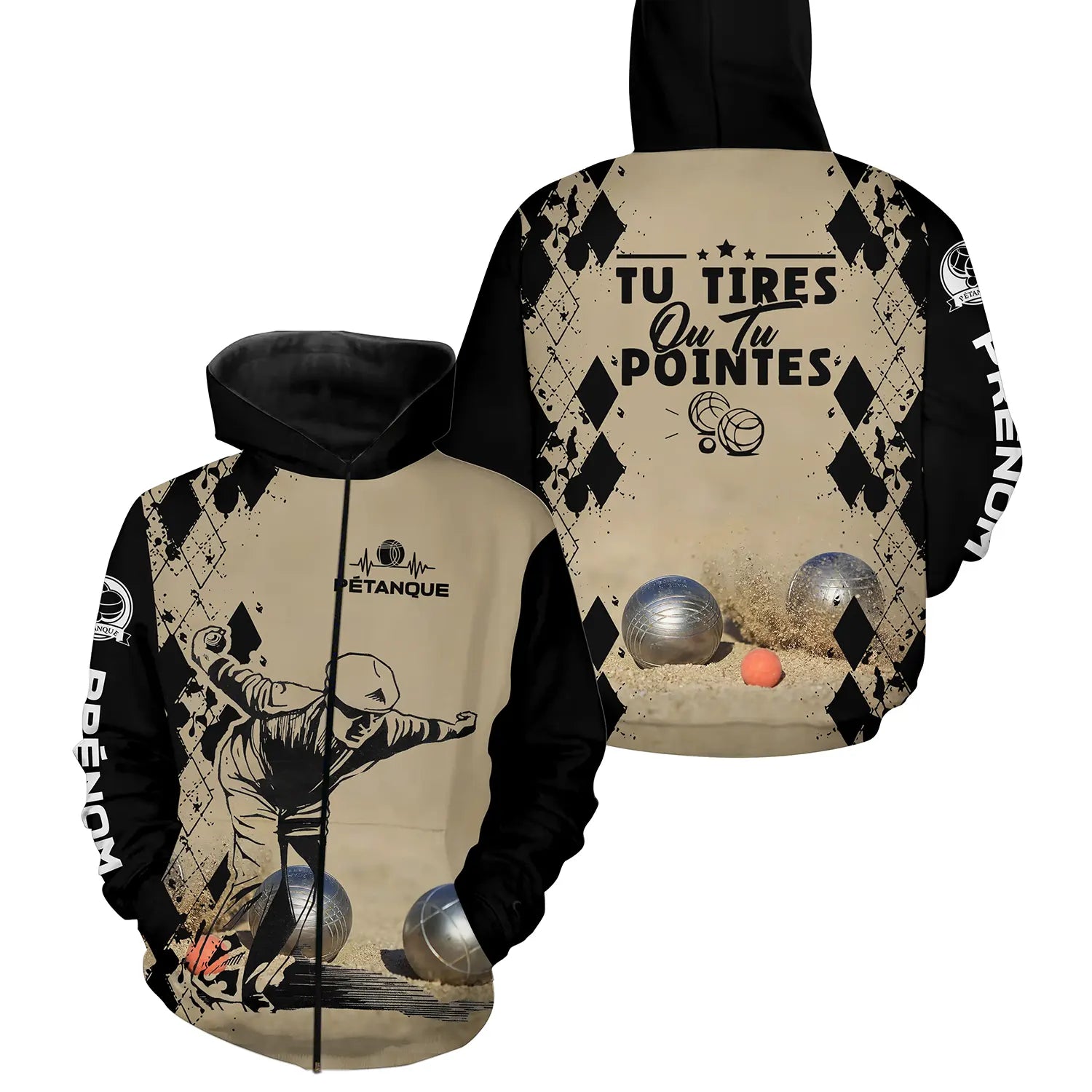 Sweat  Capuche Pétanque, Cadeau Personnalisé Bouliste, Tu Tires Ou Tu Pointes - CT28122345