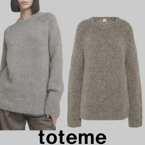 TOTEME  |Crew Neck Casual Style Wool Plain V-neck & Crew neck