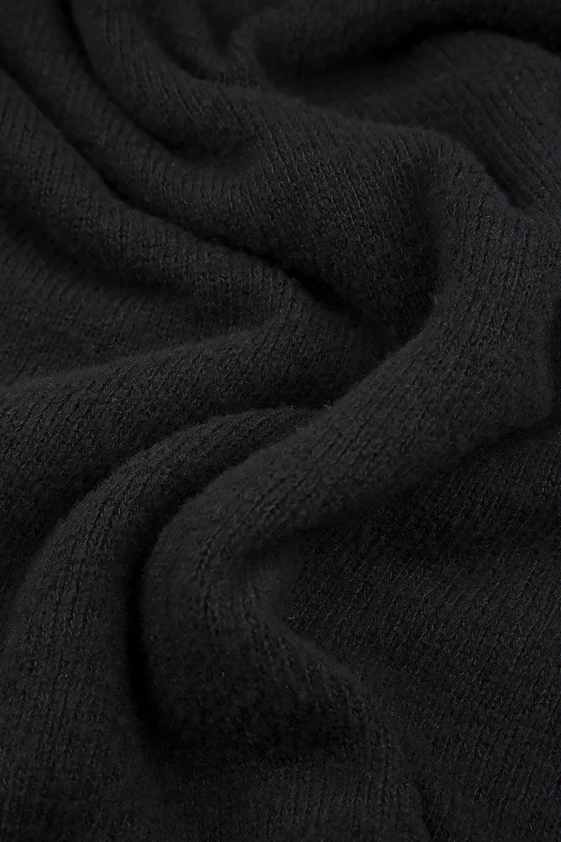 Two Pockets Black Wool Jumper