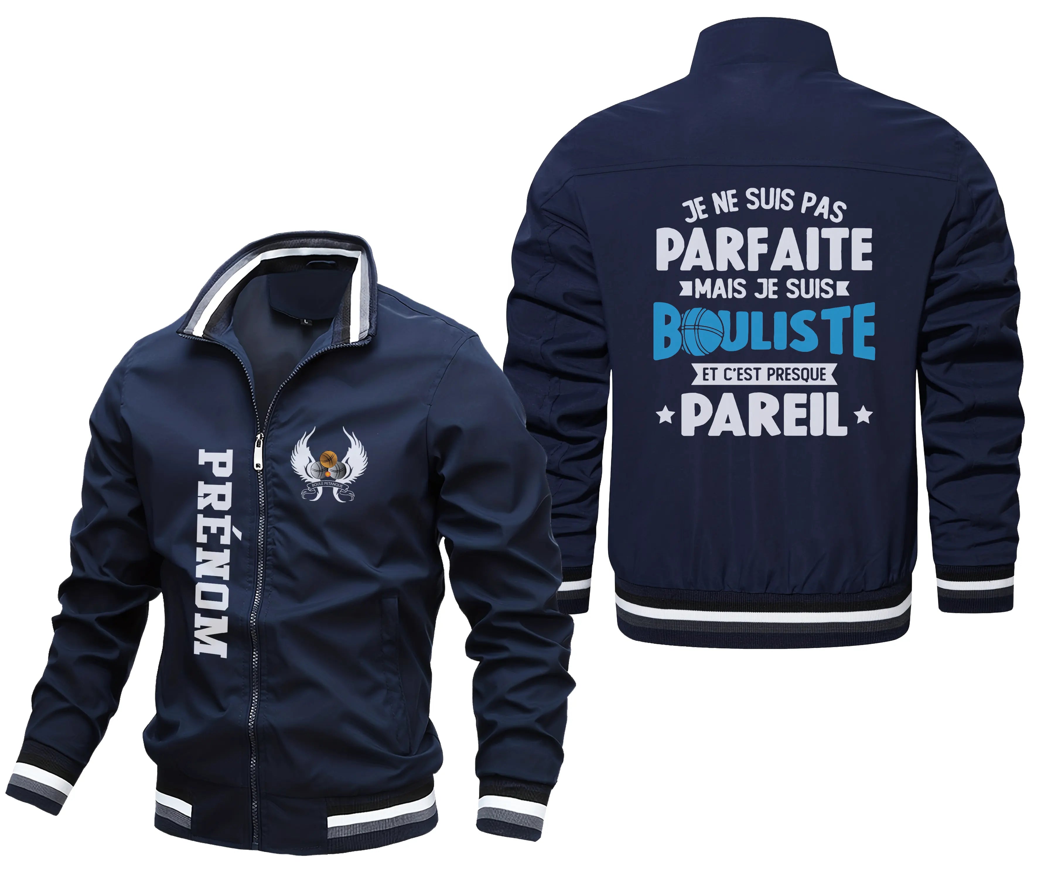 Veste De Pétanque Avec Prénom Et Logo Personnalisés, Je Ne Suis Pas Parfait Mais Je Suis Bouliste - CT06092344