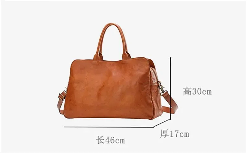 Women's Large-capacity Genuine Cowhide Leather Outdoor Travel Duffel Bag