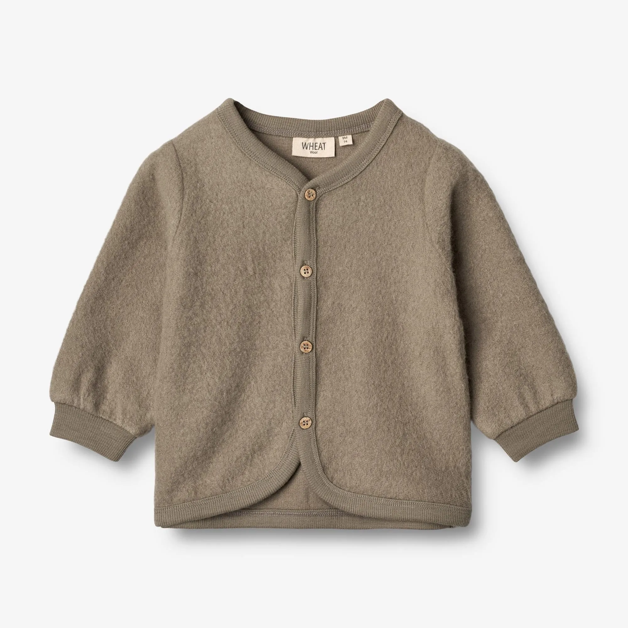 Wool Fleece Cardigan | Baby - grey stone